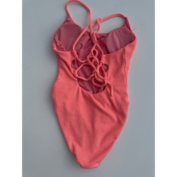 Show Me Your Mumu Positano Peach Sherbet Scrunch Textured One Piece Swimsuit - - Picture 5 of 9